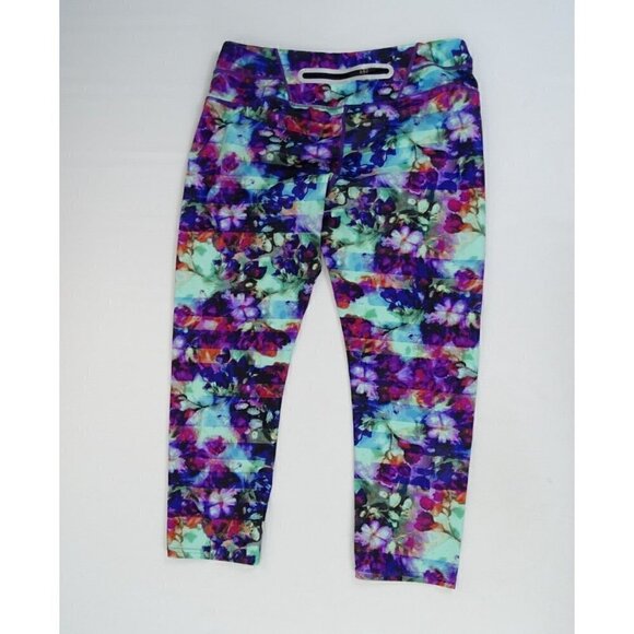 Lot of 2 Athleta Leggings Sz M Floral Workout Running Yoga Cropped Pocket‎ - Picture 8 of 8